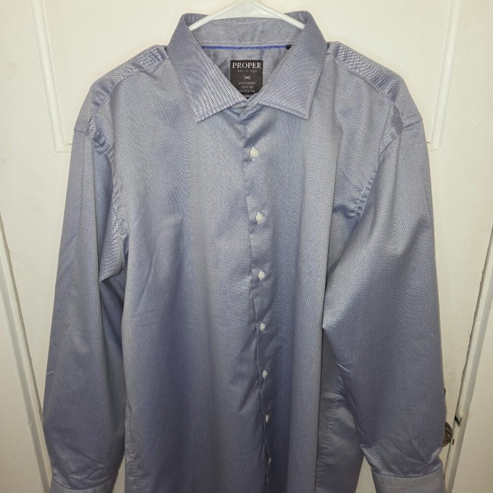 Proper Shirtings Blue Collared Longsleeve Dress Shirt - Men's size 18.5"